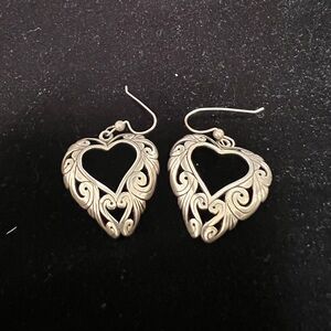 Sterling Silver filigree large heart earrings